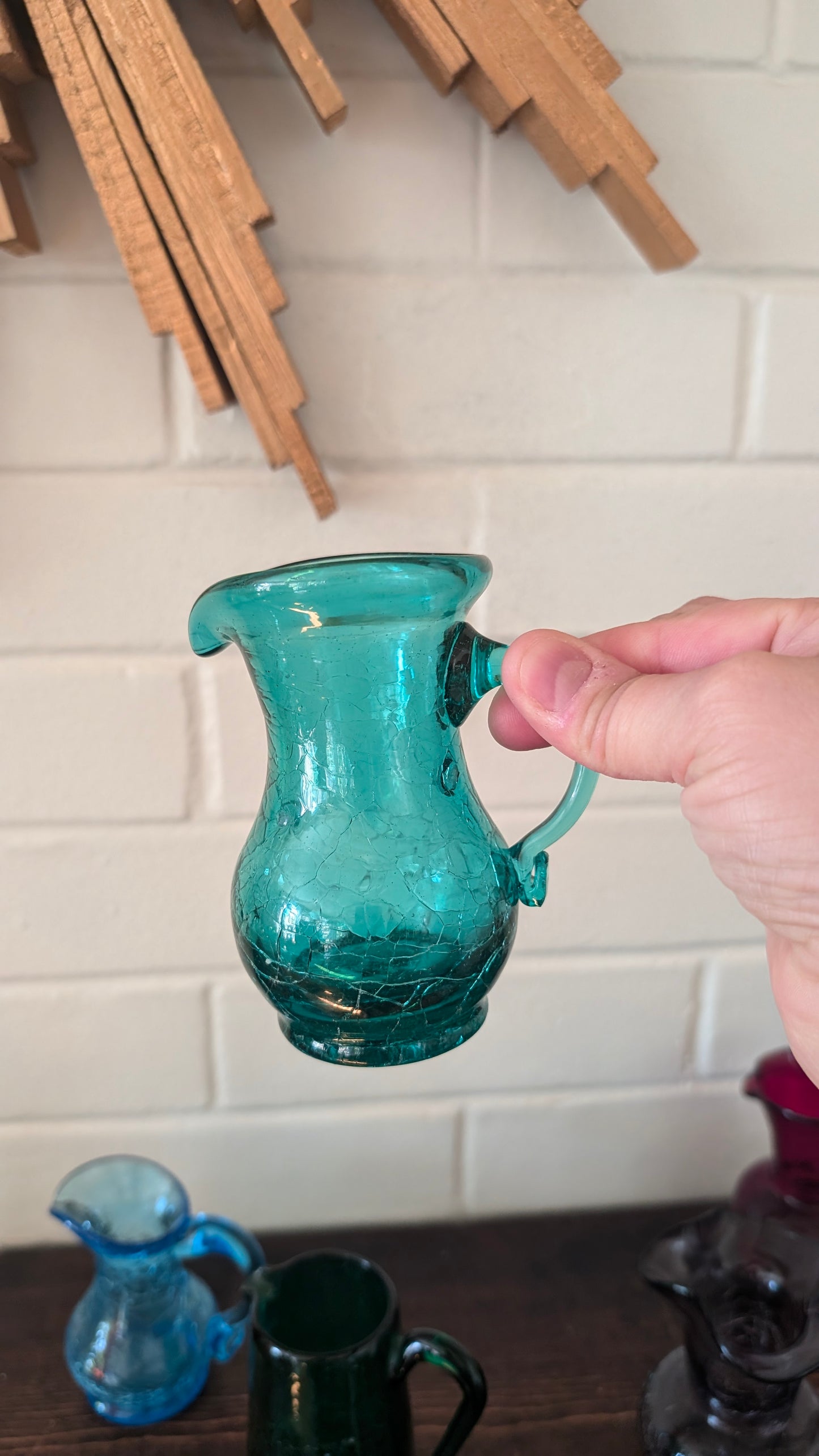 Handblown Rainbow Glass Pitchers (set of 9)