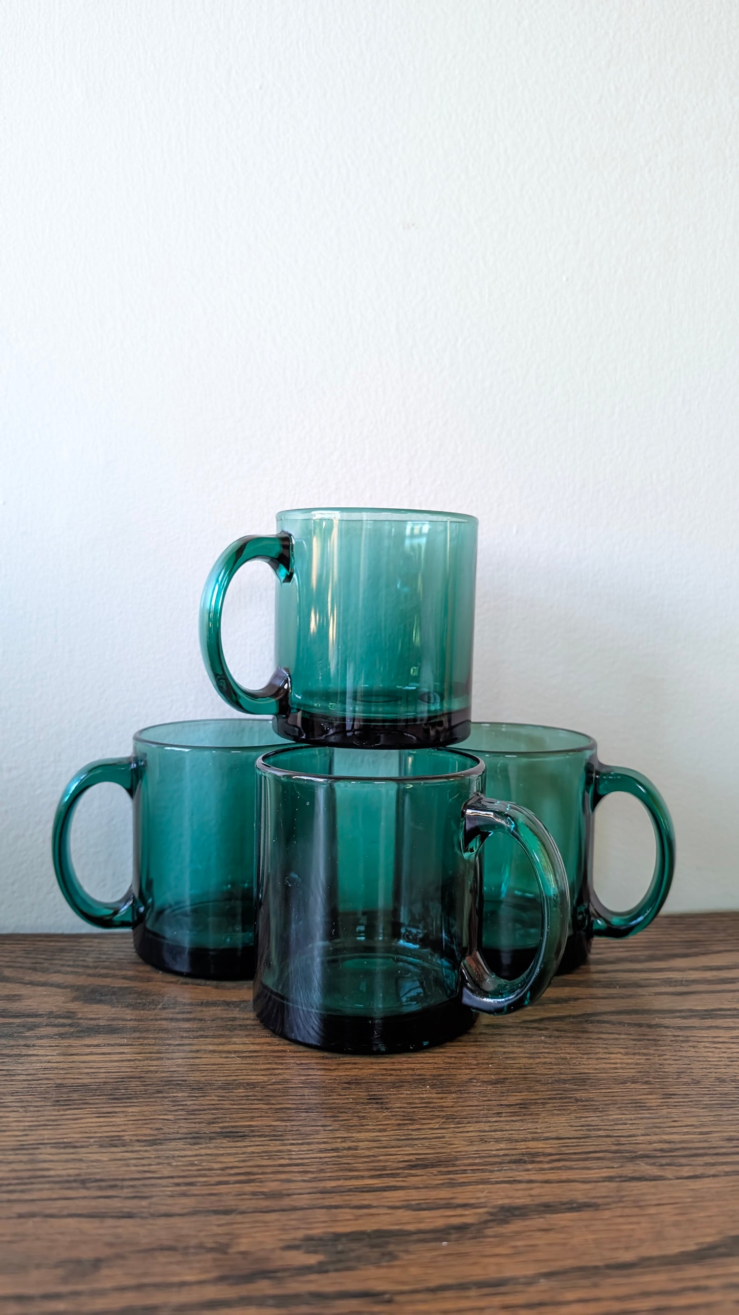 Emerald Green Glass Mugs (set of 4)