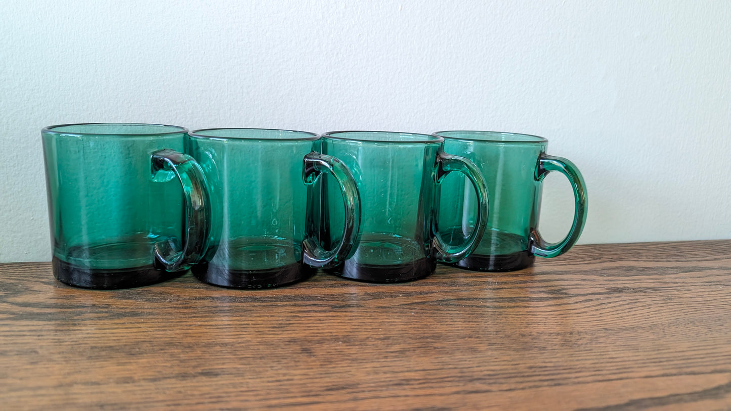 Emerald Green Glass Mugs (set of 4)