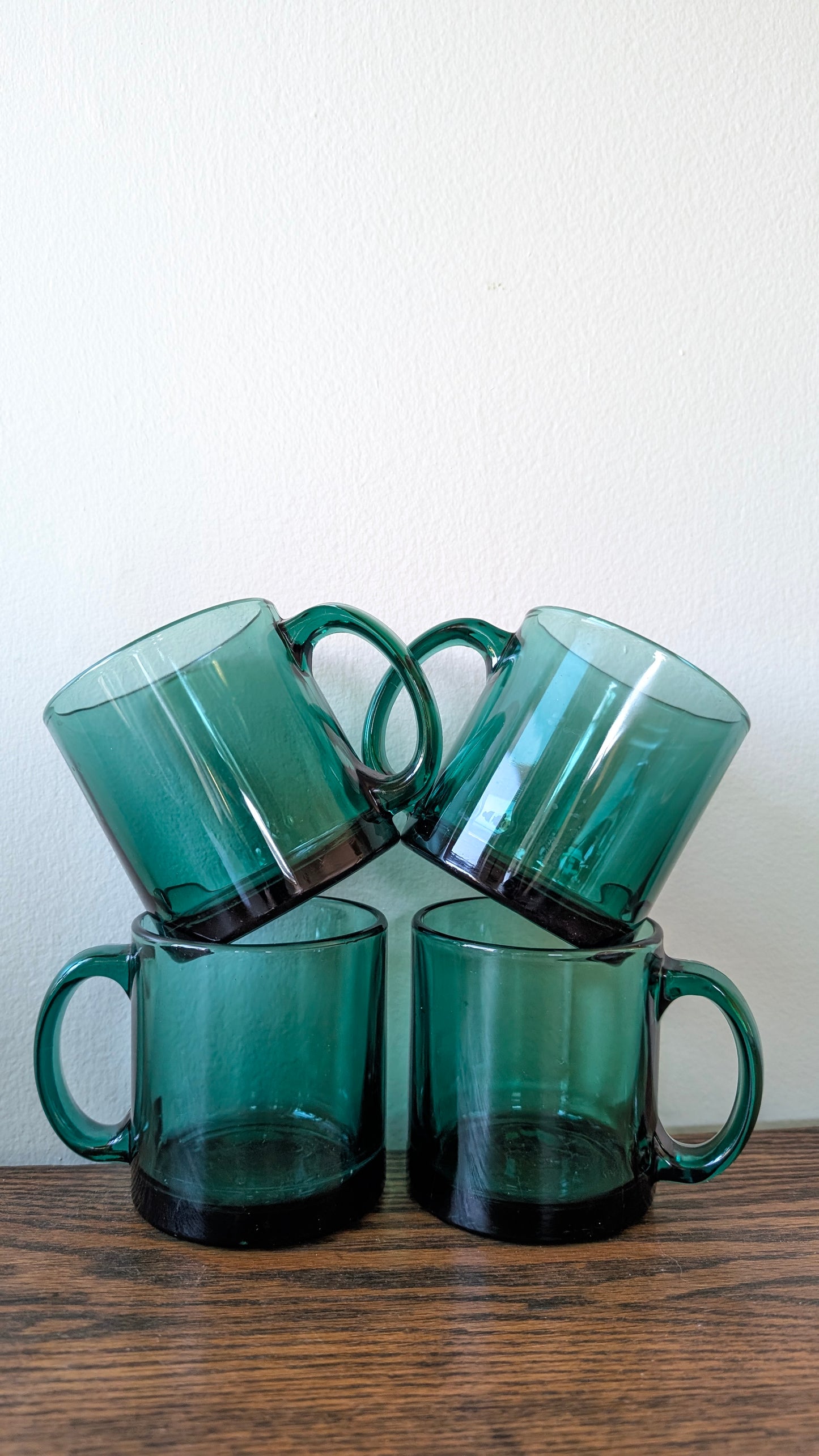 Emerald Green Glass Mugs (set of 4)