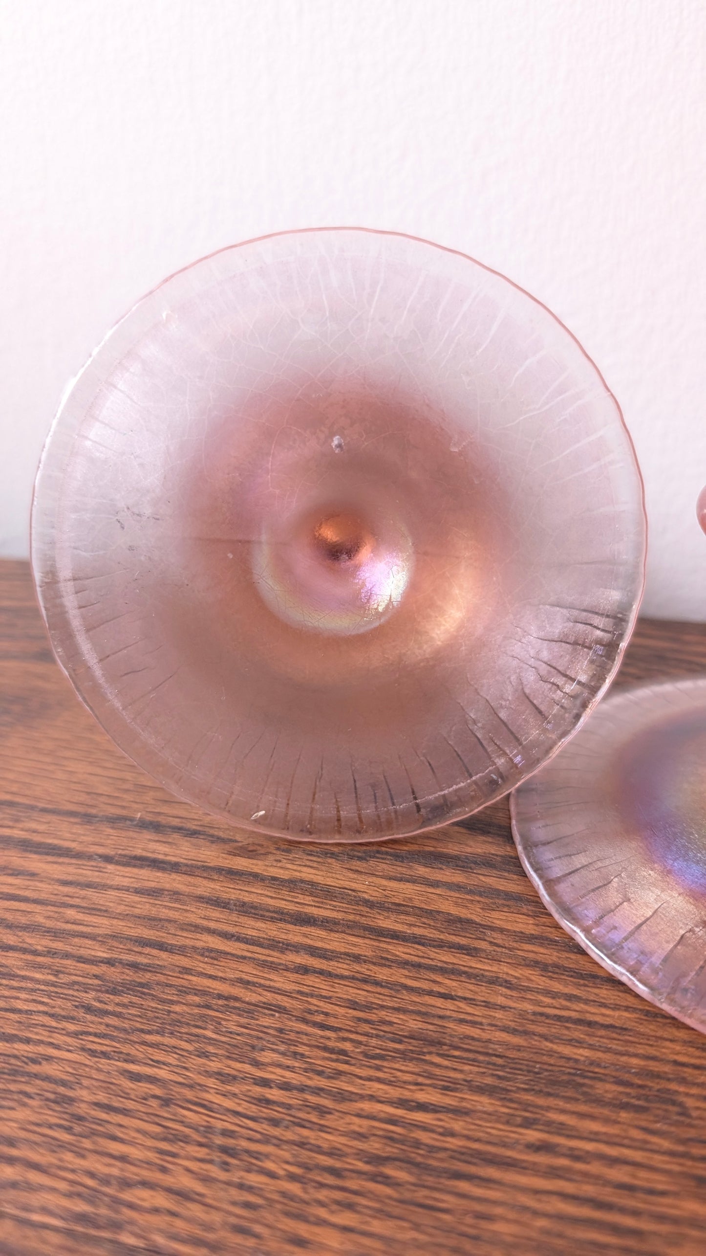 Pink Iridescent Fenton Stretch Glass Candlesticks (pair)
