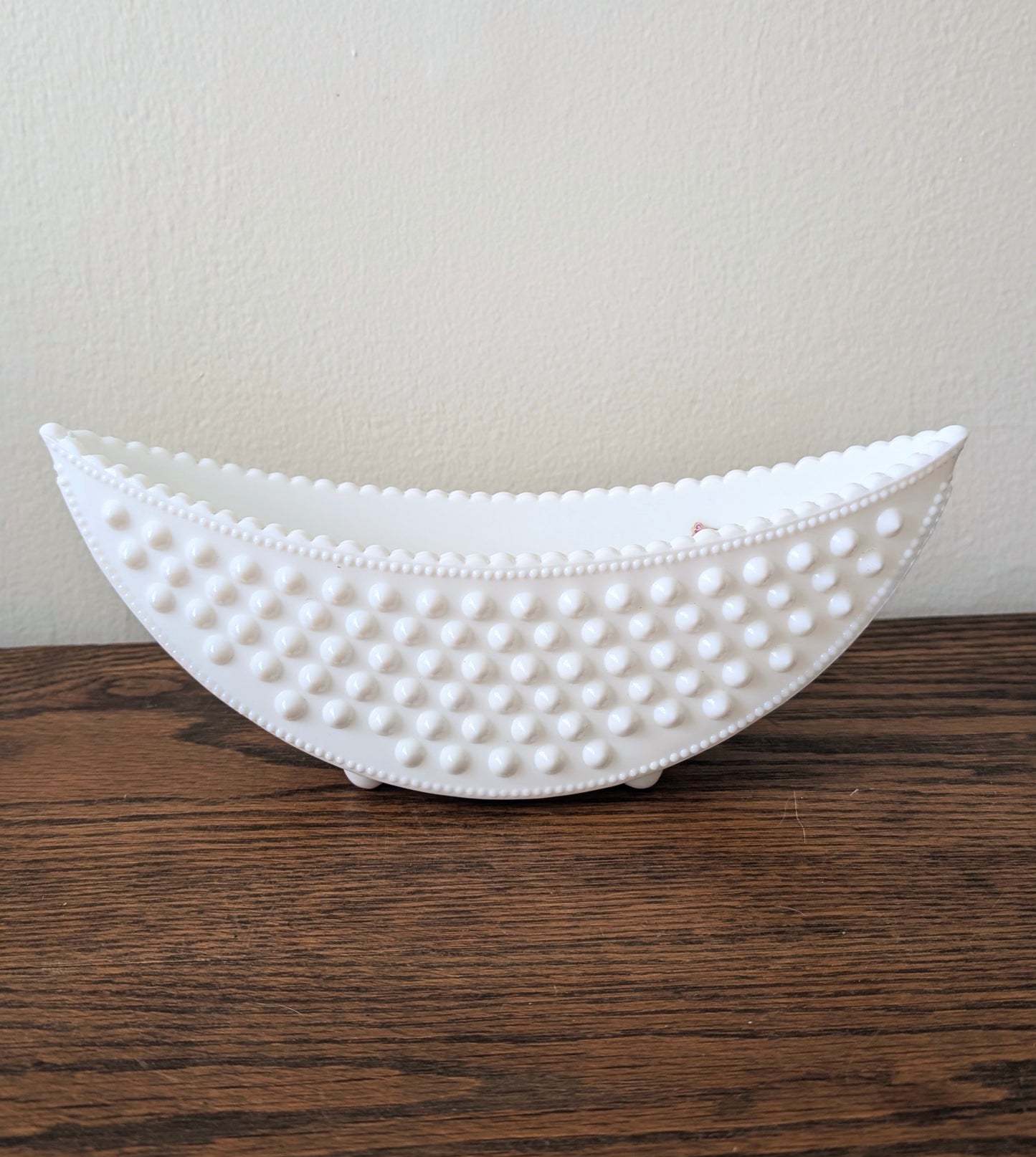 Fenton Milk Glass Crescent Dish