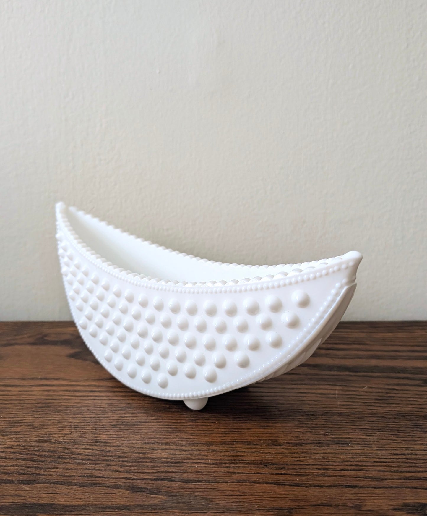 Fenton Milk Glass Crescent Dish