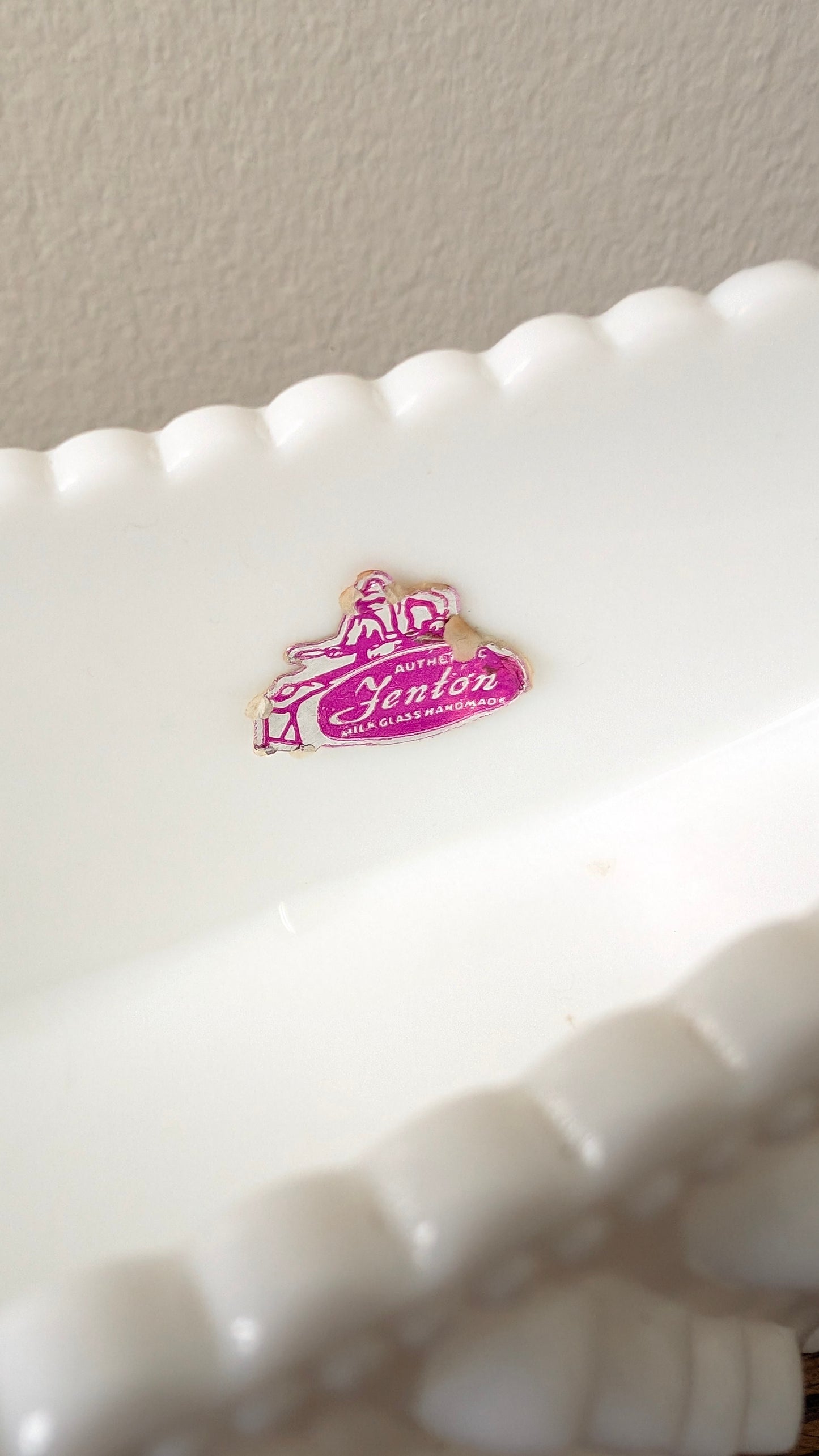 Fenton Milk Glass Crescent Dish