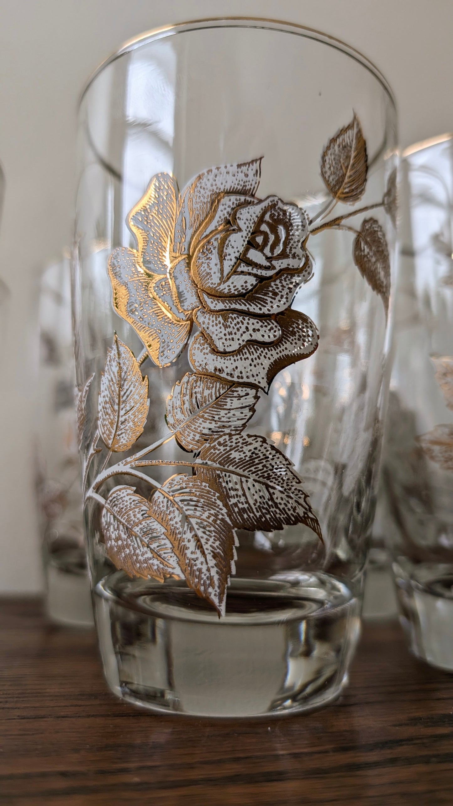 Libby Gold & White 'Rose Bouquet' Tumblers (set of 6)