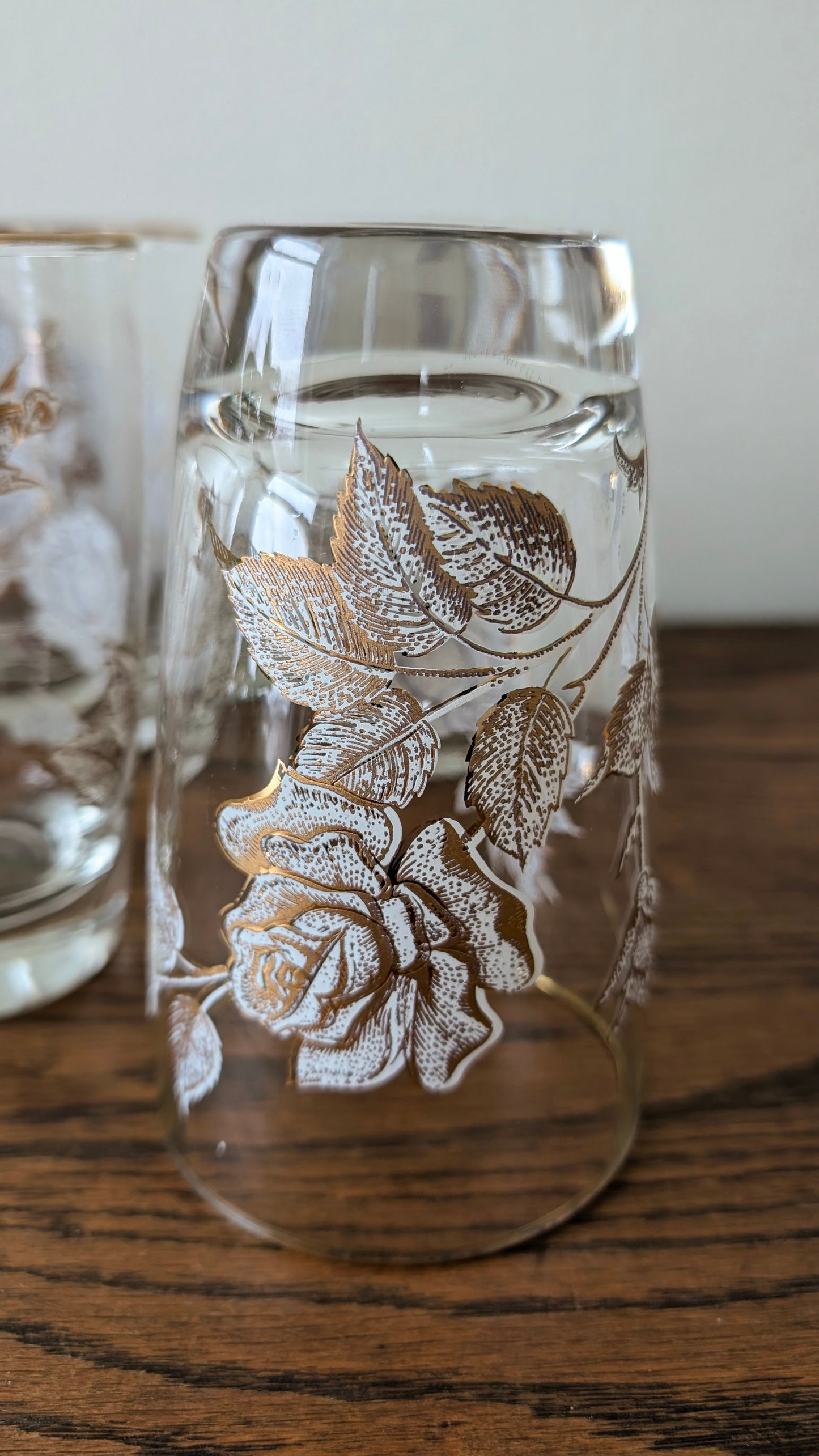 Libby Gold & White 'Rose Bouquet' Tumblers (set of 6)