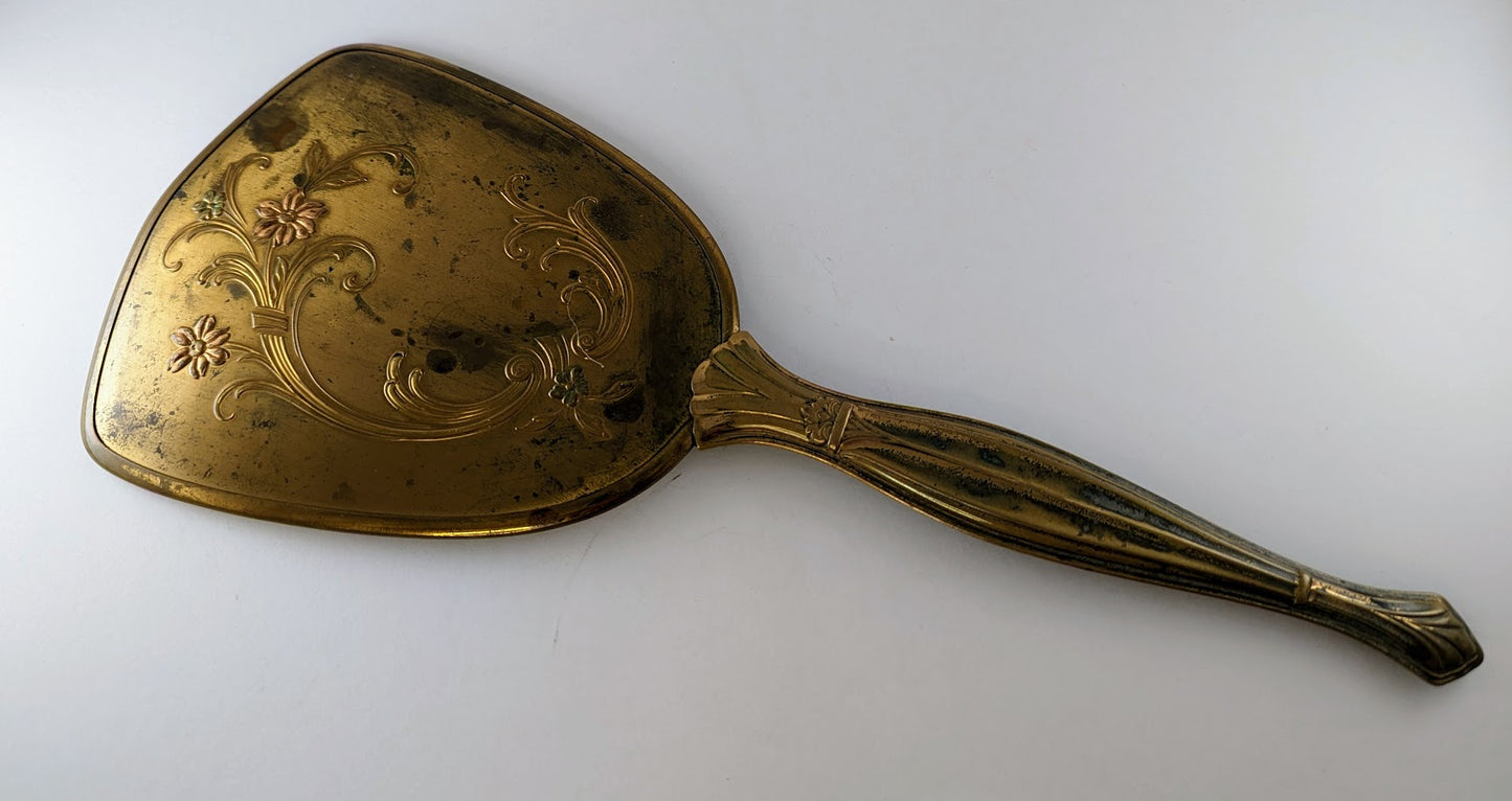Vintage Brass Hand Mirror