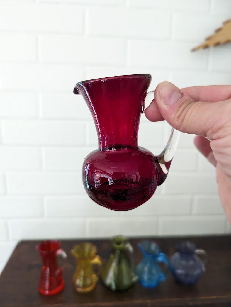 Handblown Rainbow Glass Pitchers (set of 9)