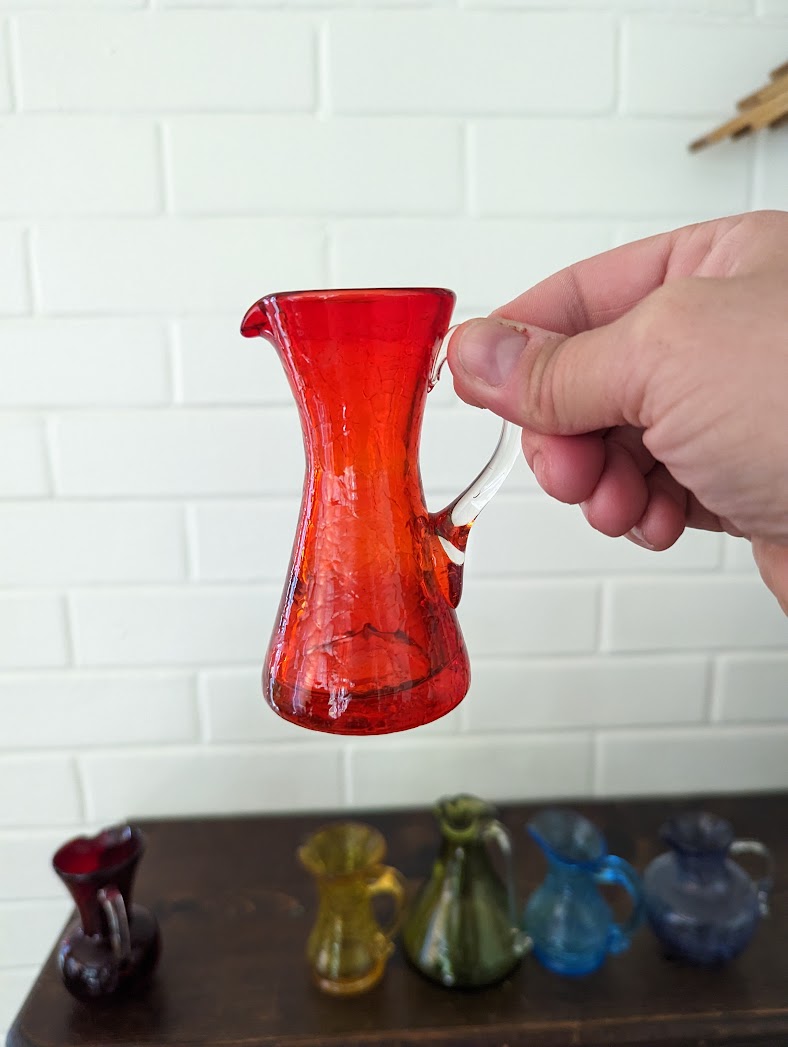 Handblown Rainbow Glass Pitchers (set of 9)