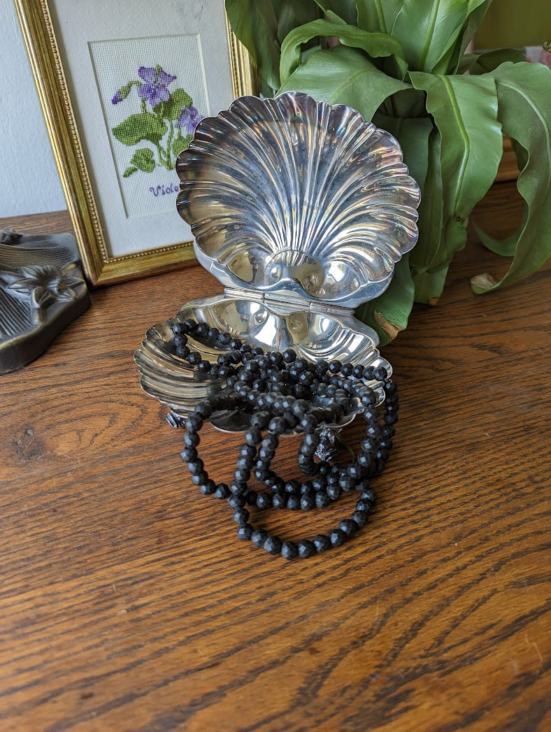 Silver Plate Footed Clamshell Trinket Box