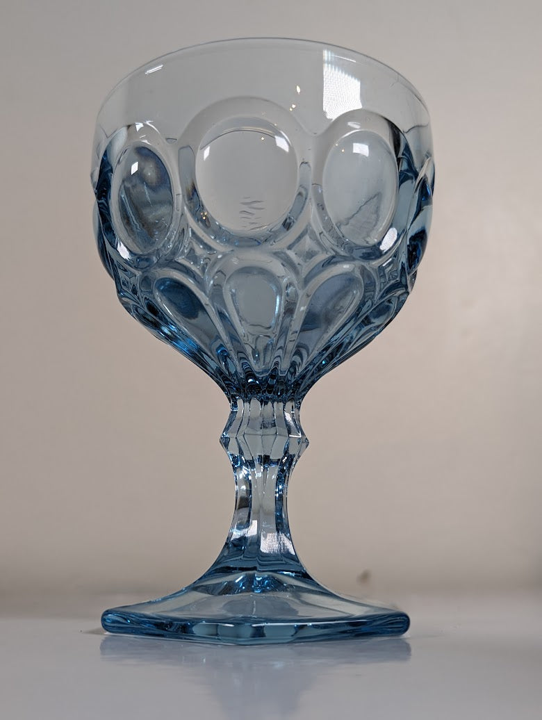 Vintage Light Blue Fostoria Moonstone Water & Wine Goblets (set of 8)