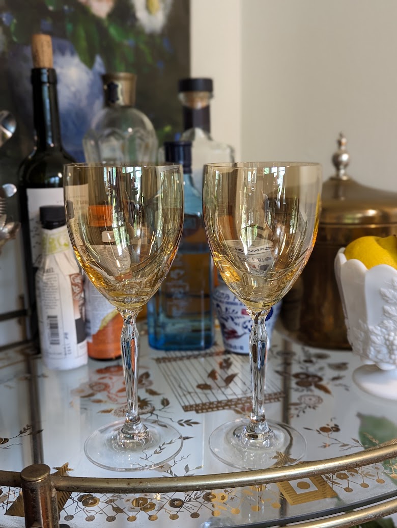 Pier 1 Golden Luster Wine Glasses (set of 2)