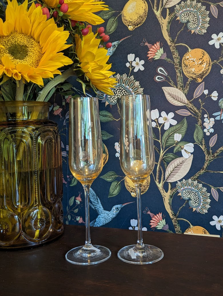 Pier 1 Amber Luster Champagne Flutes (set of 2)