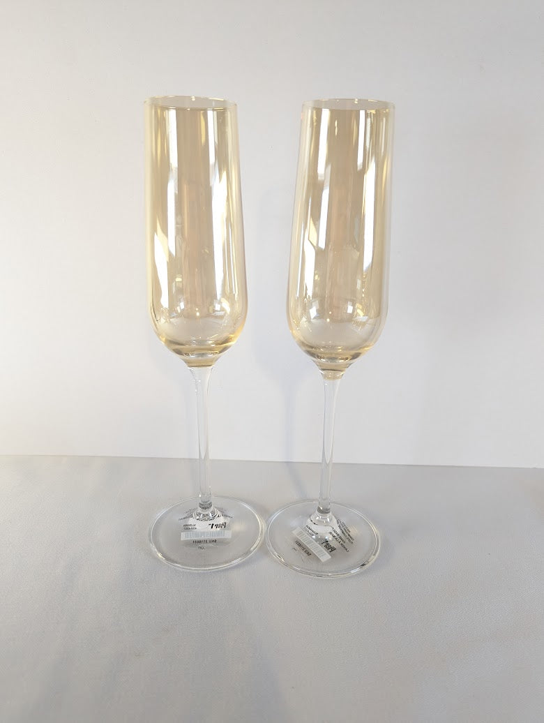 Pier 1 Amber Luster Champagne Flutes (set of 2)