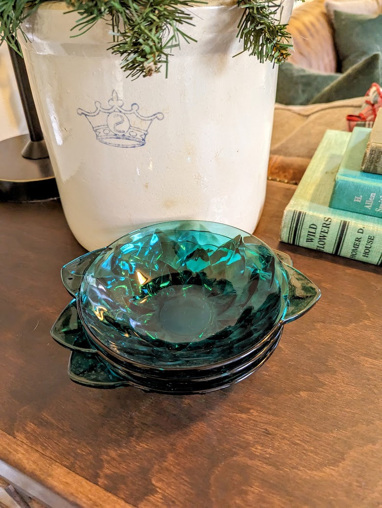 Teal Glass Bowls (set of 3)