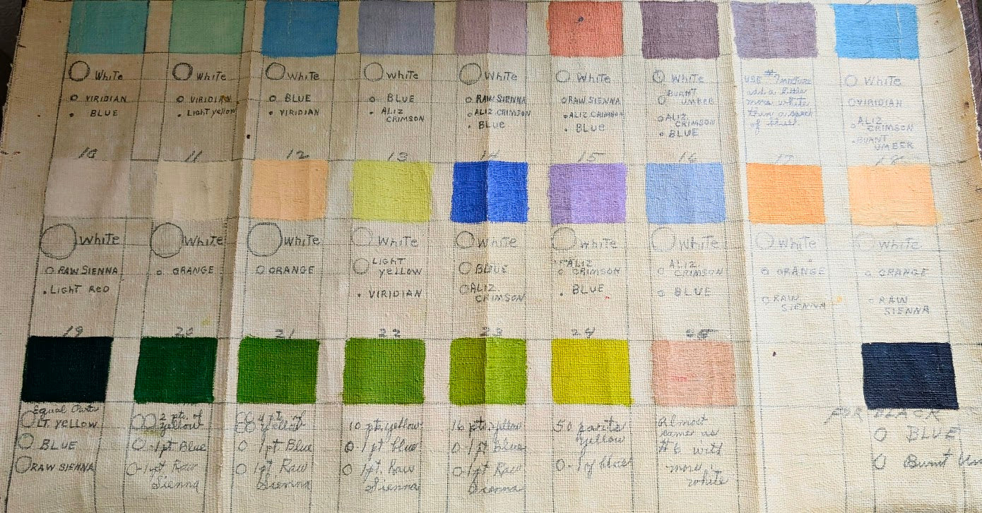 Lois Penny's Art Box with Hand Painted Canvas Color Chart