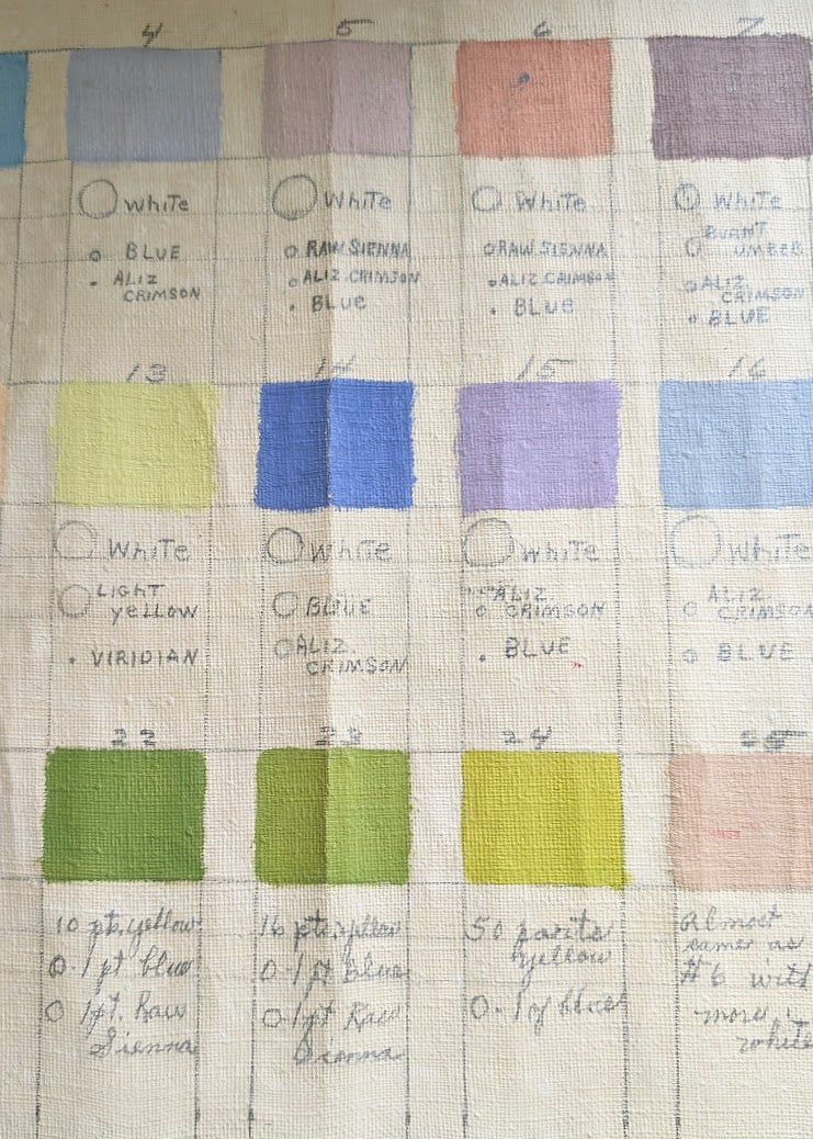 Lois Penny's Art Box with Hand Painted Canvas Color Chart