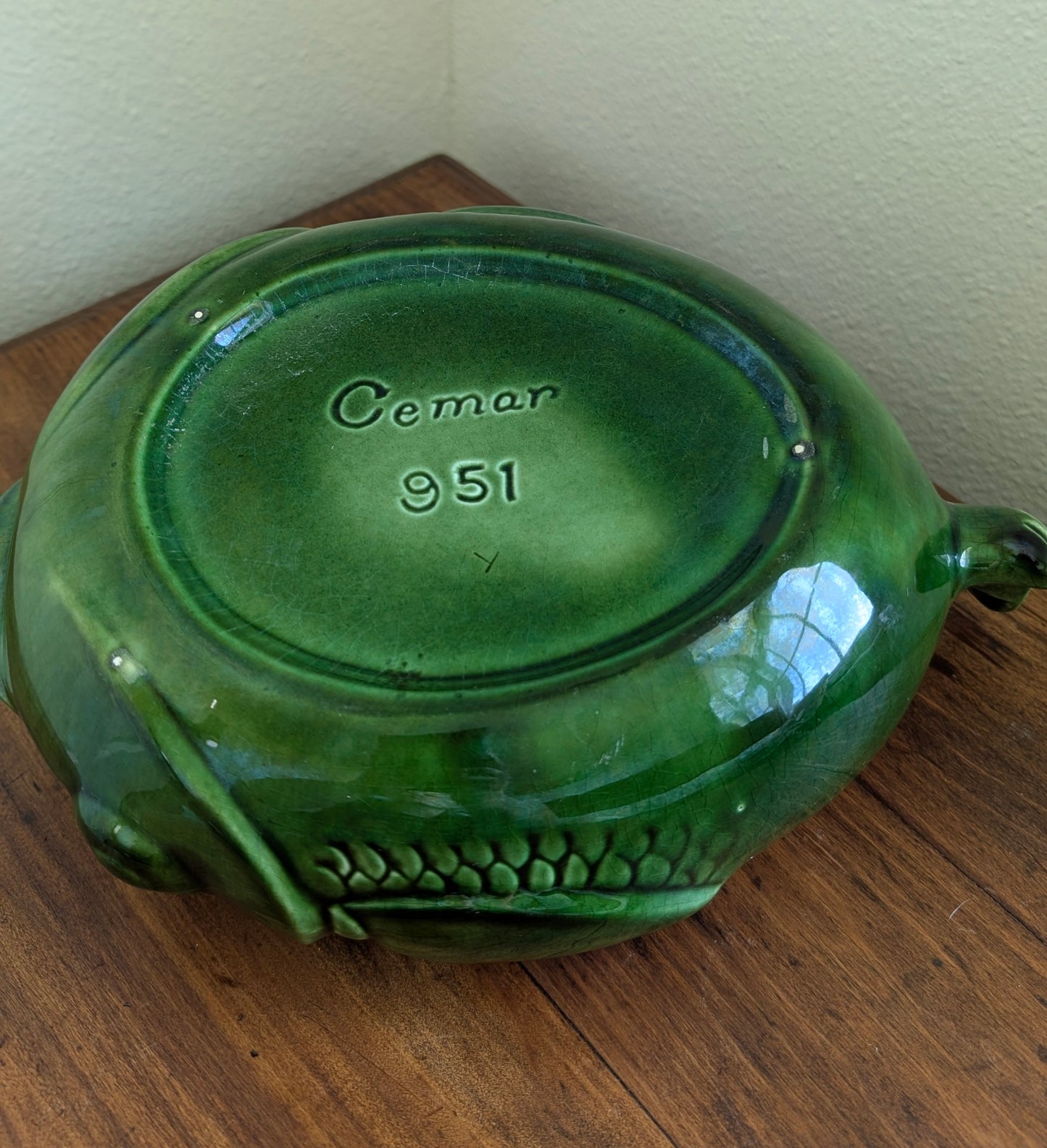 Cemar Pottery Green Fish Tureen