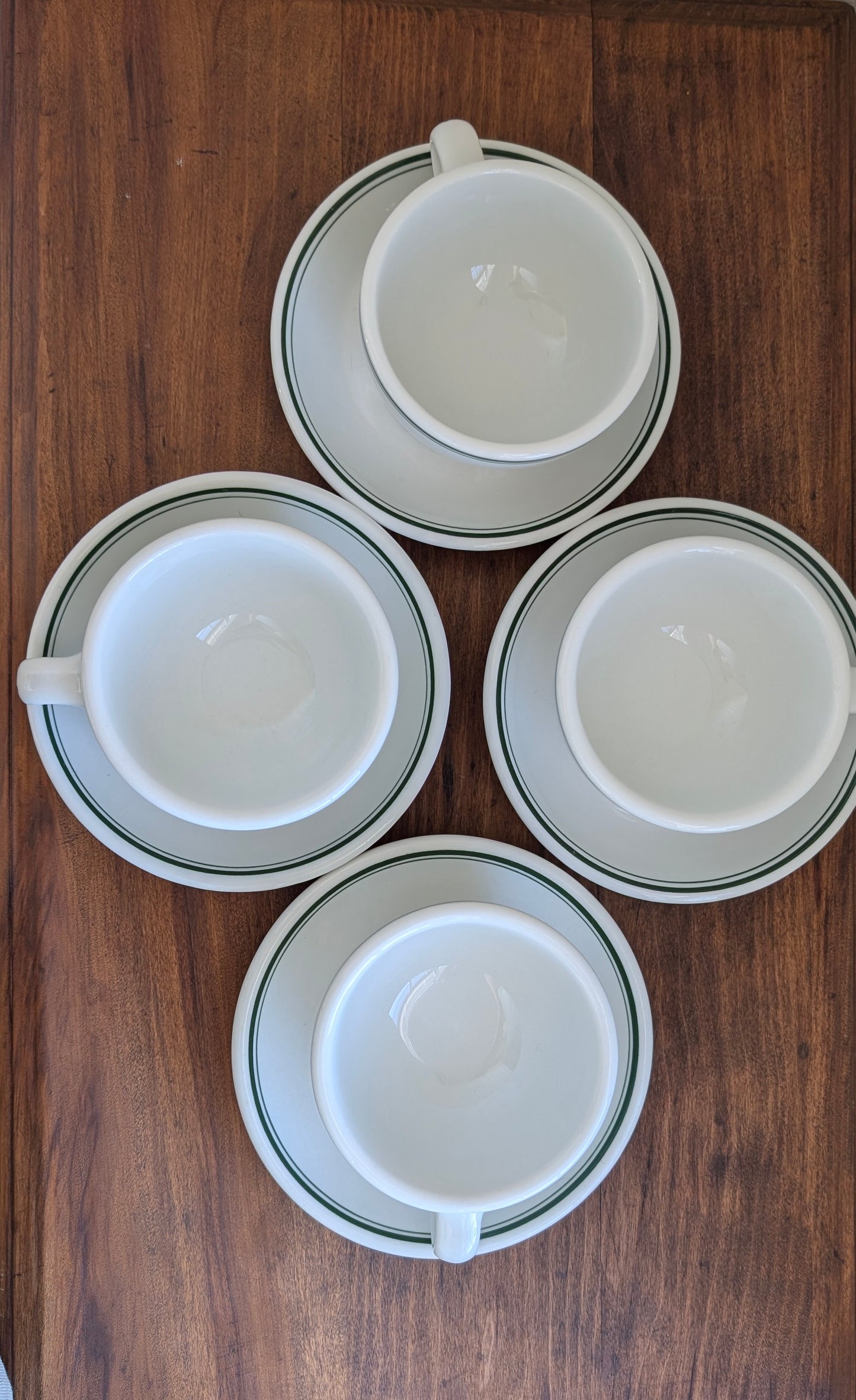 Vintage Green Striped Coffee Cups (set of 4)