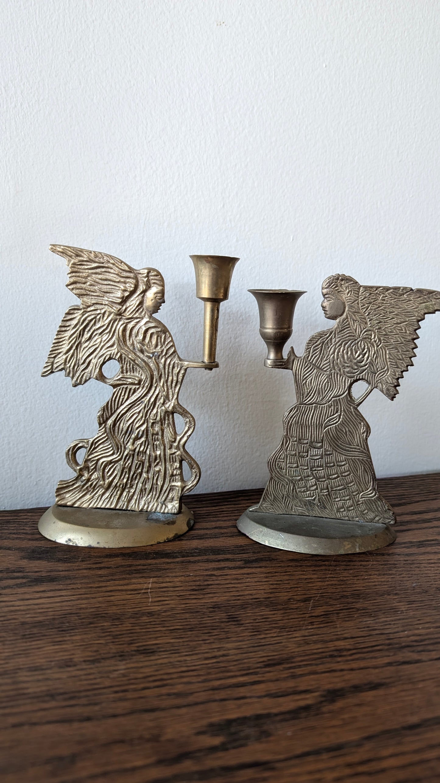 Brass Angel Candlestick Holders (set of 2)
