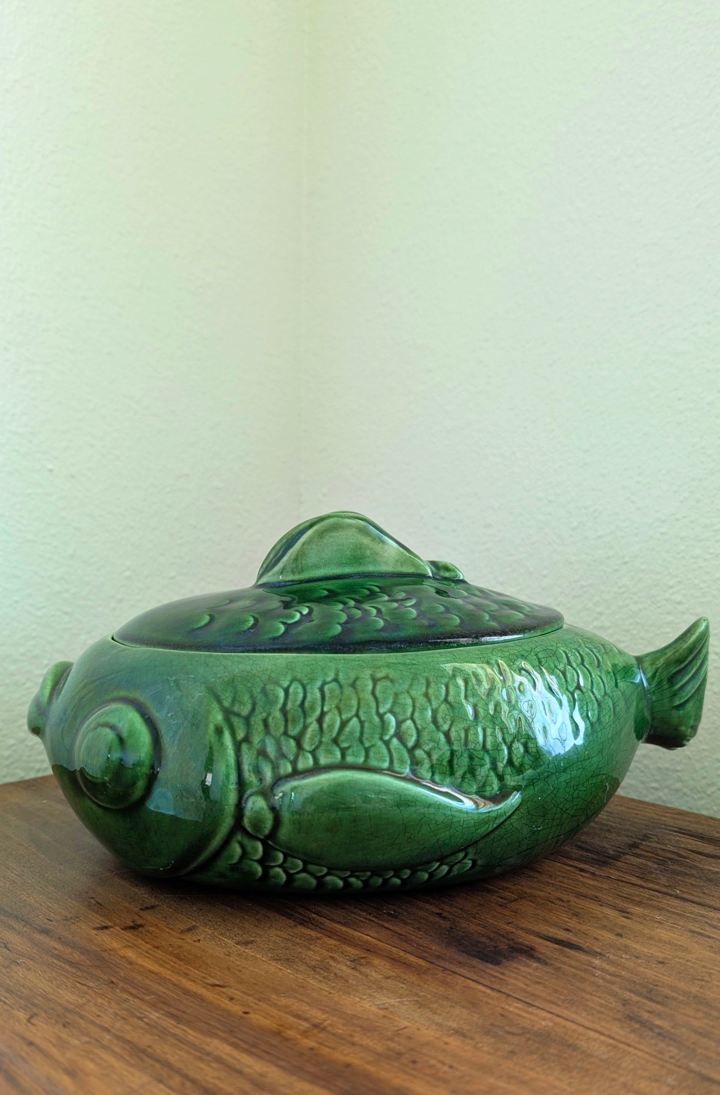 Cemar Pottery Green Fish Tureen
