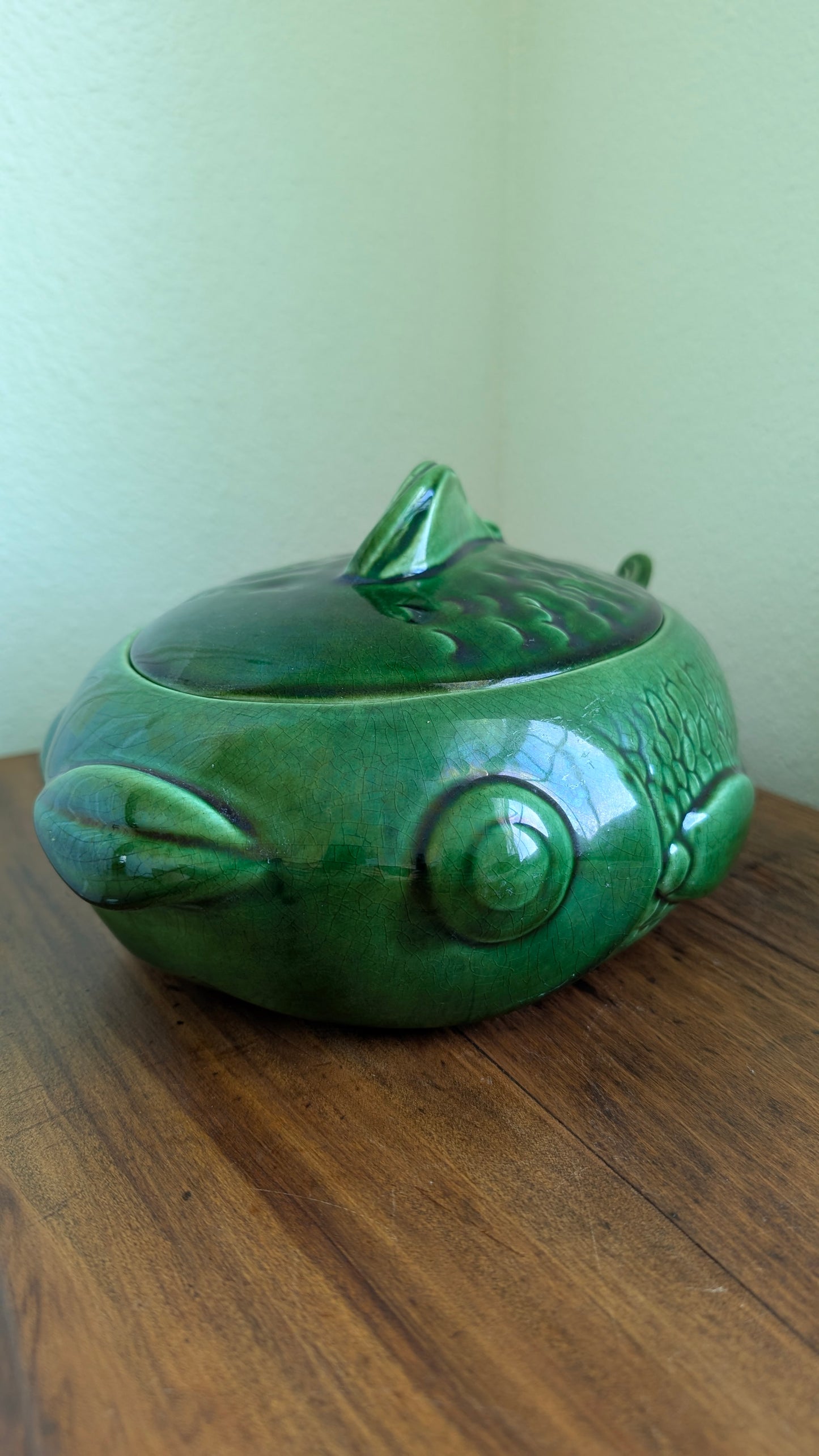 Cemar Pottery Green Fish Tureen