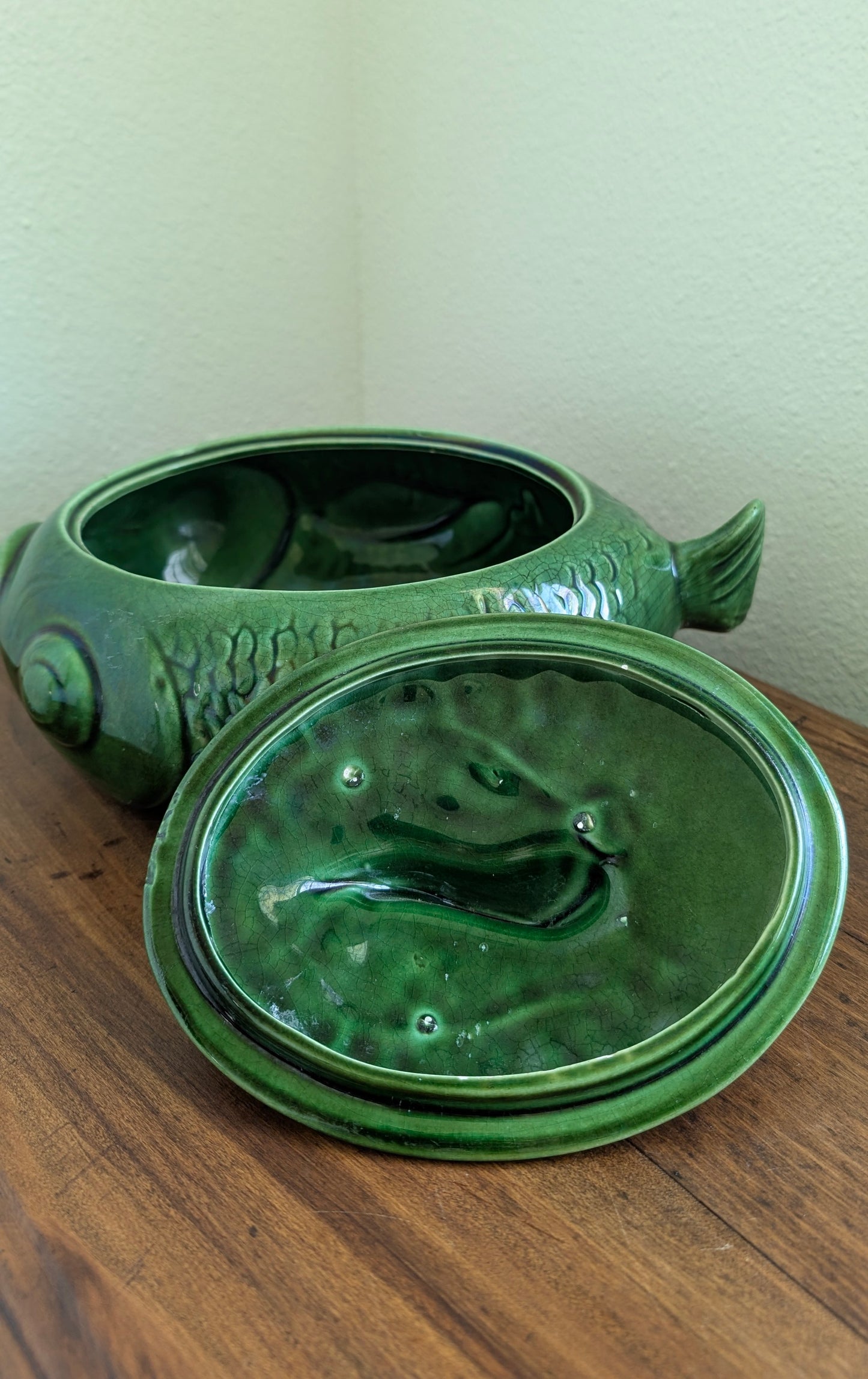 Cemar Pottery Green Fish Tureen