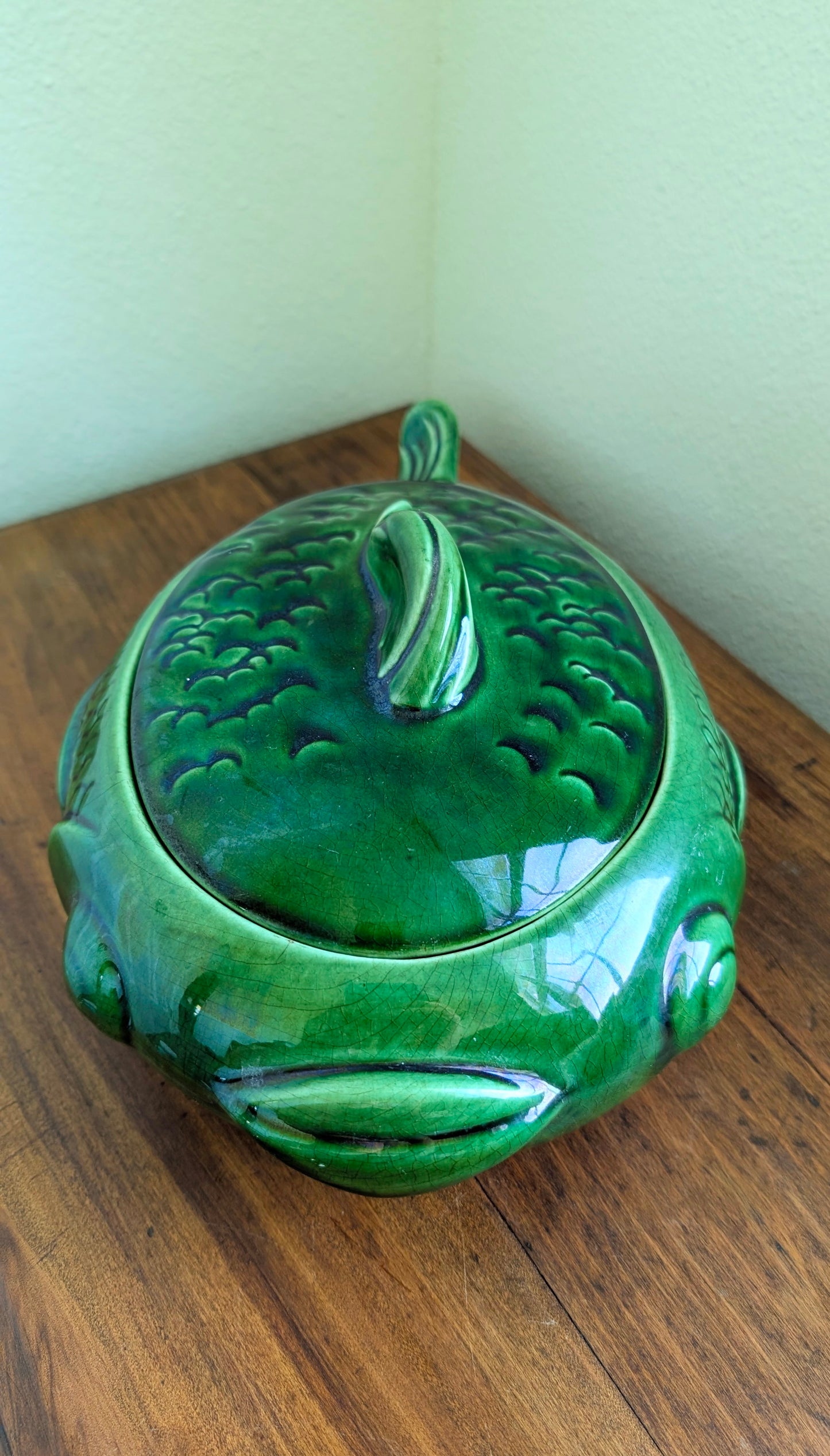 Cemar Pottery Green Fish Tureen