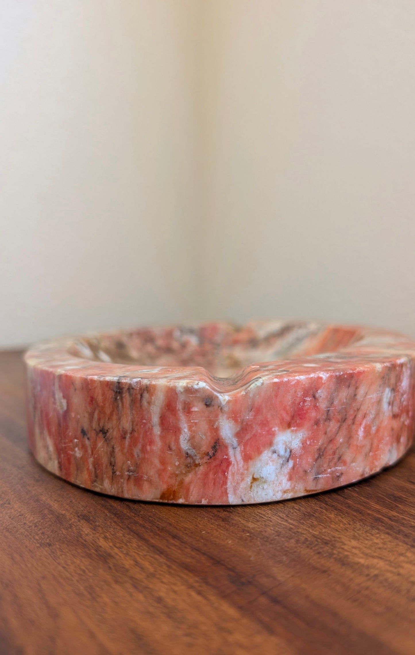 Pink / Orange Alabaster Oval Ashtray