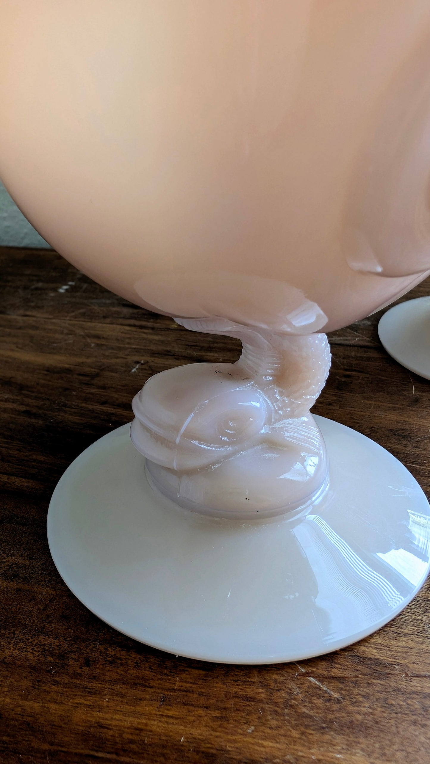 Cambridge Glass Pale Pink Dolphin Candlesticks (pair)