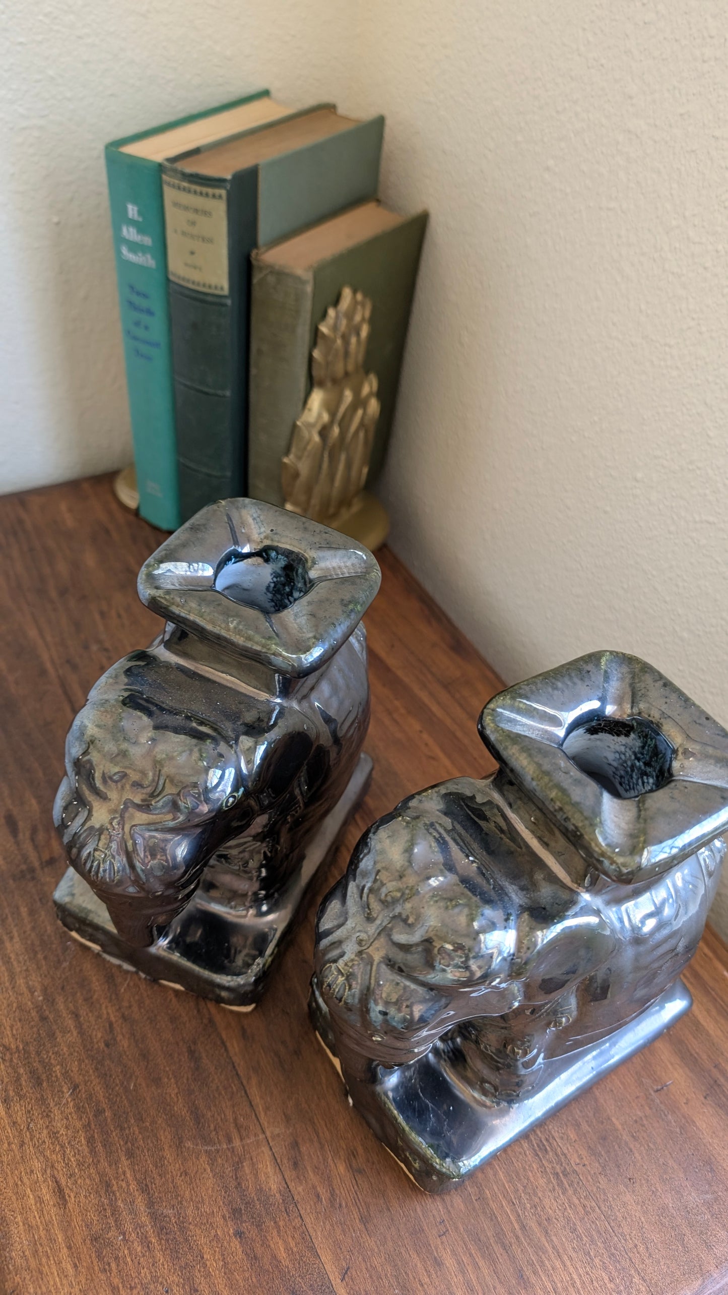Chrome Glazed Elephant Statuary (pair)