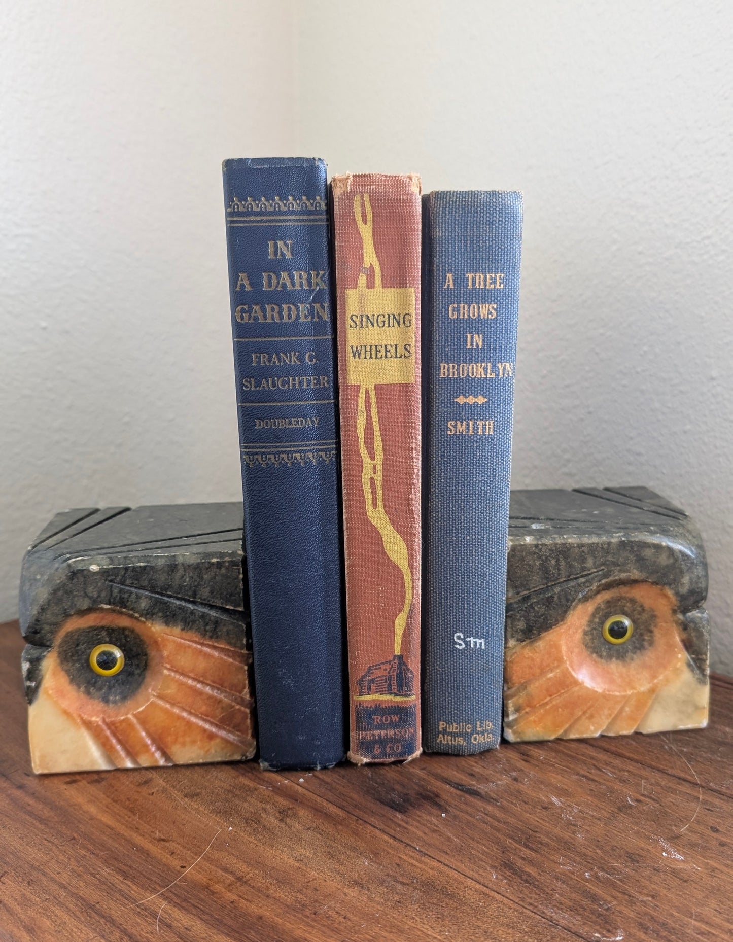 Carved Stone Owl Bookends