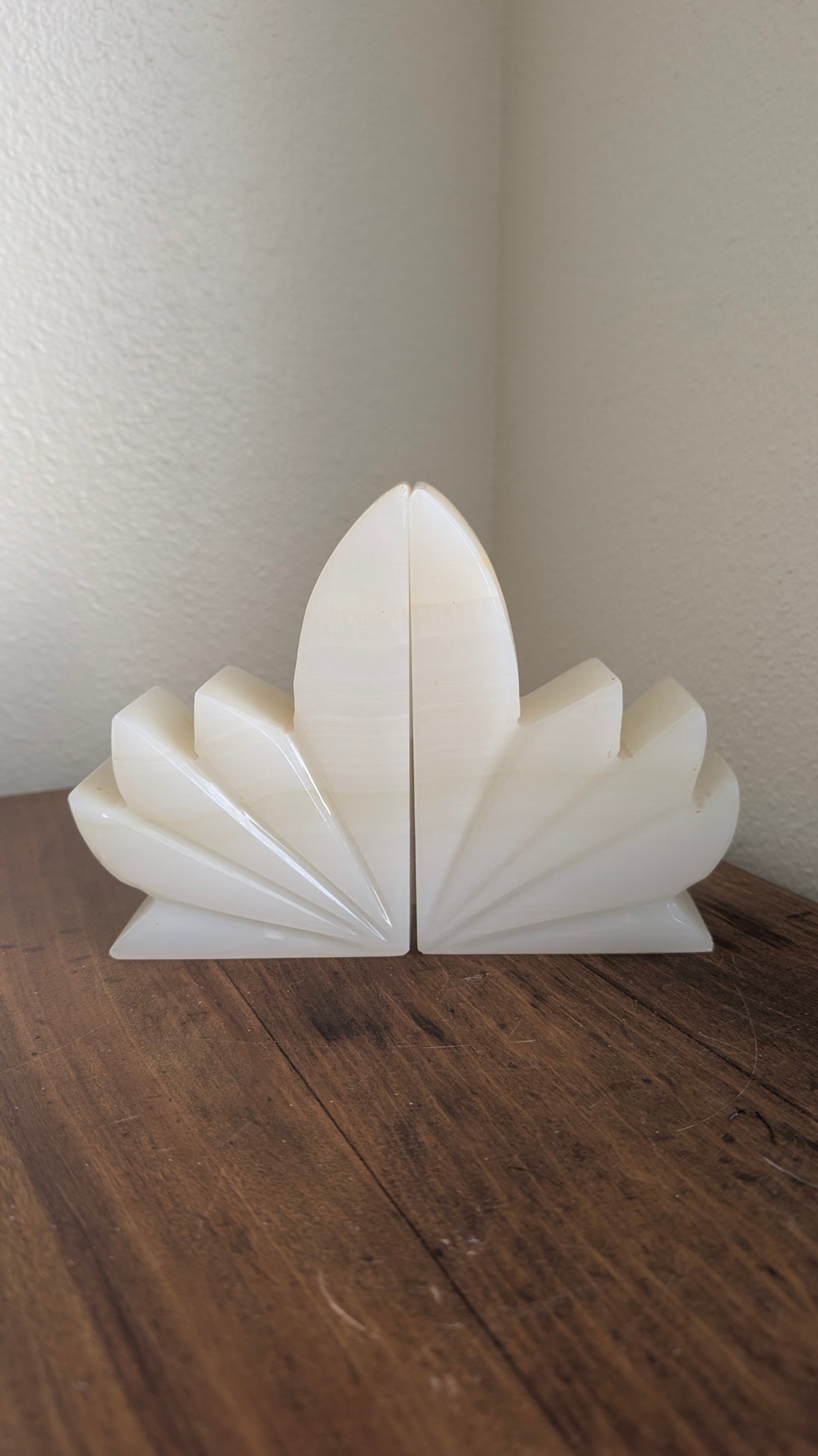 White Onyx Fan Bookends (pair)