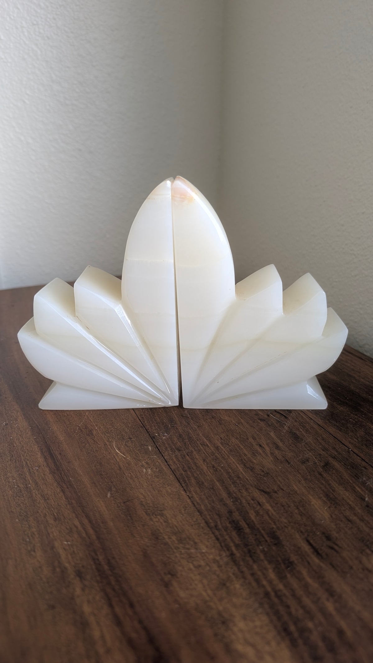 White Onyx Fan Bookends (pair)