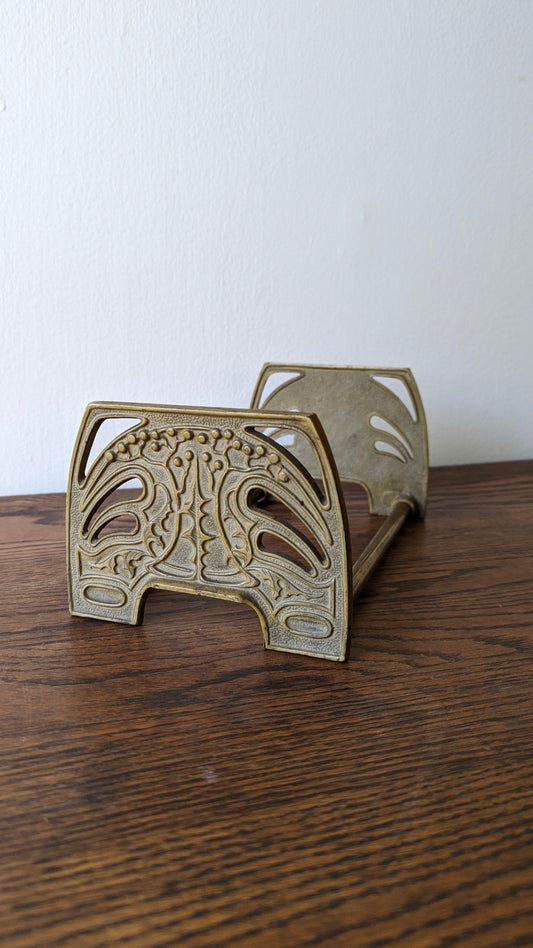 Vintage Art Nouveau Brass Expandable Book Holder