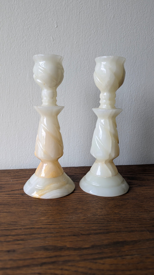 Vintage Onyx Candlestick Holders(pair)