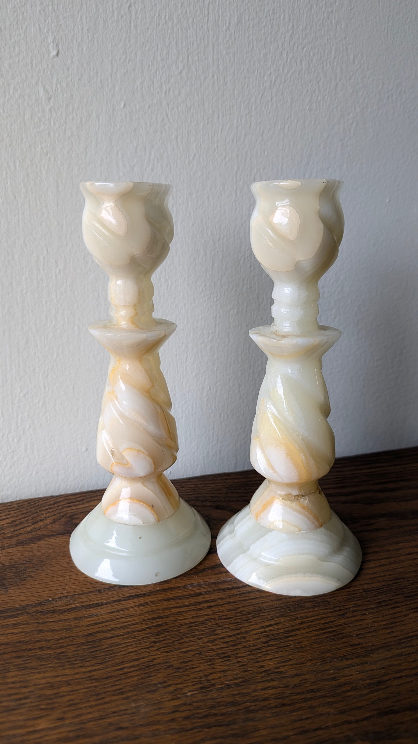 Vintage Onyx Candlestick Holders(pair)