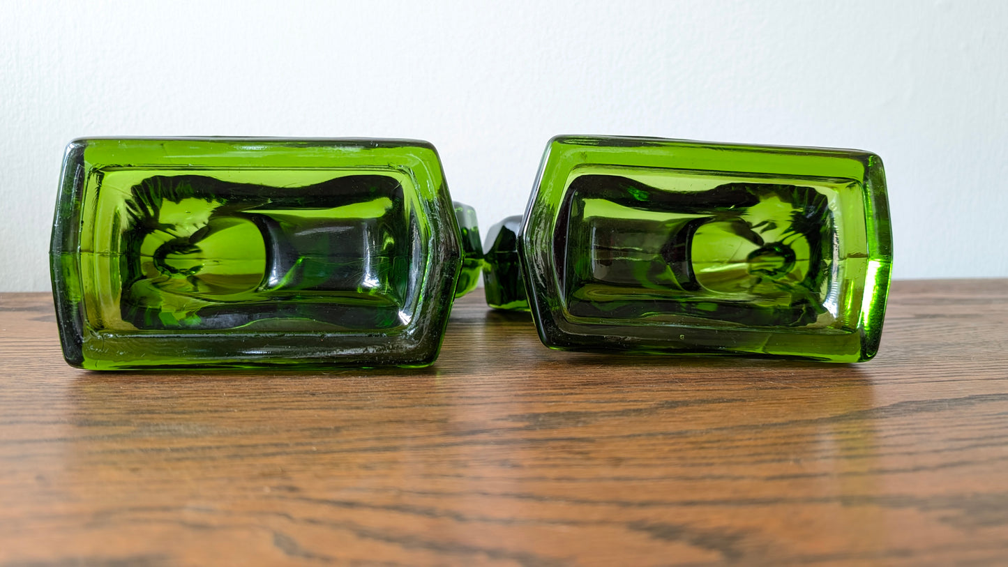 L.E. Smith Green Glass Jumping Horse Bookends