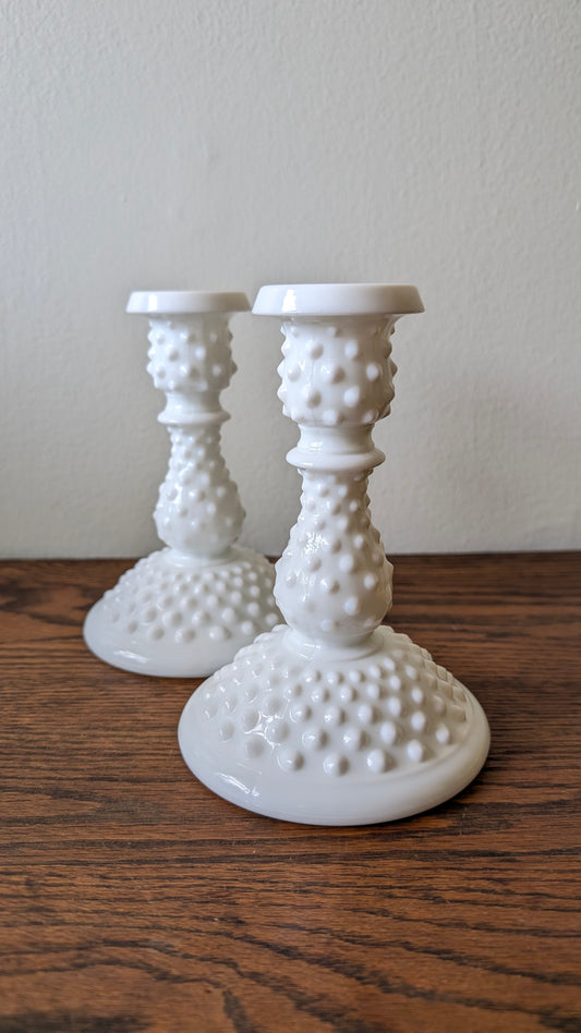 Fenton Hobnail Candlesticks (set of 2)