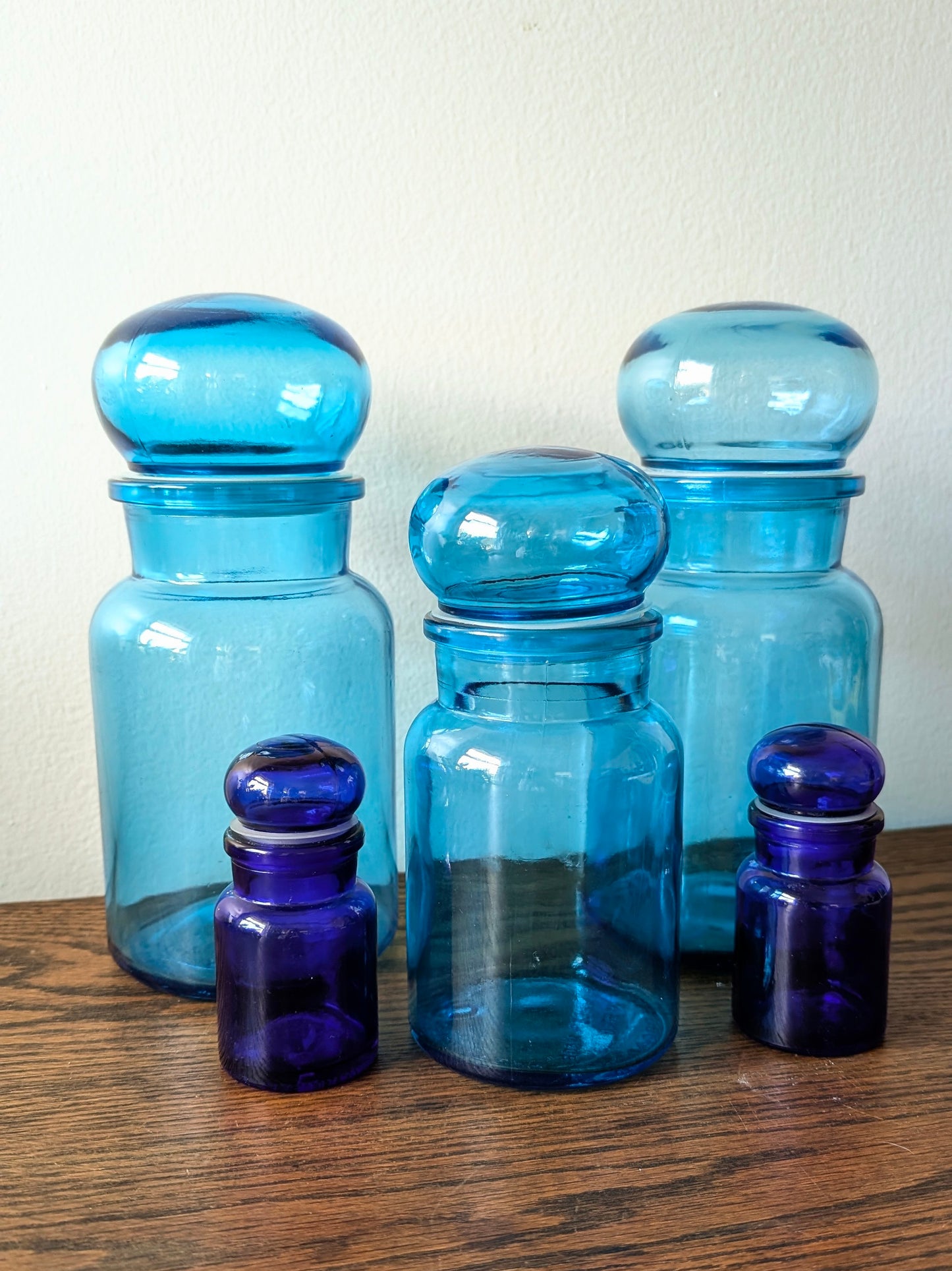 Blue Belgian Apothecary Bubble Jars (set of 5)