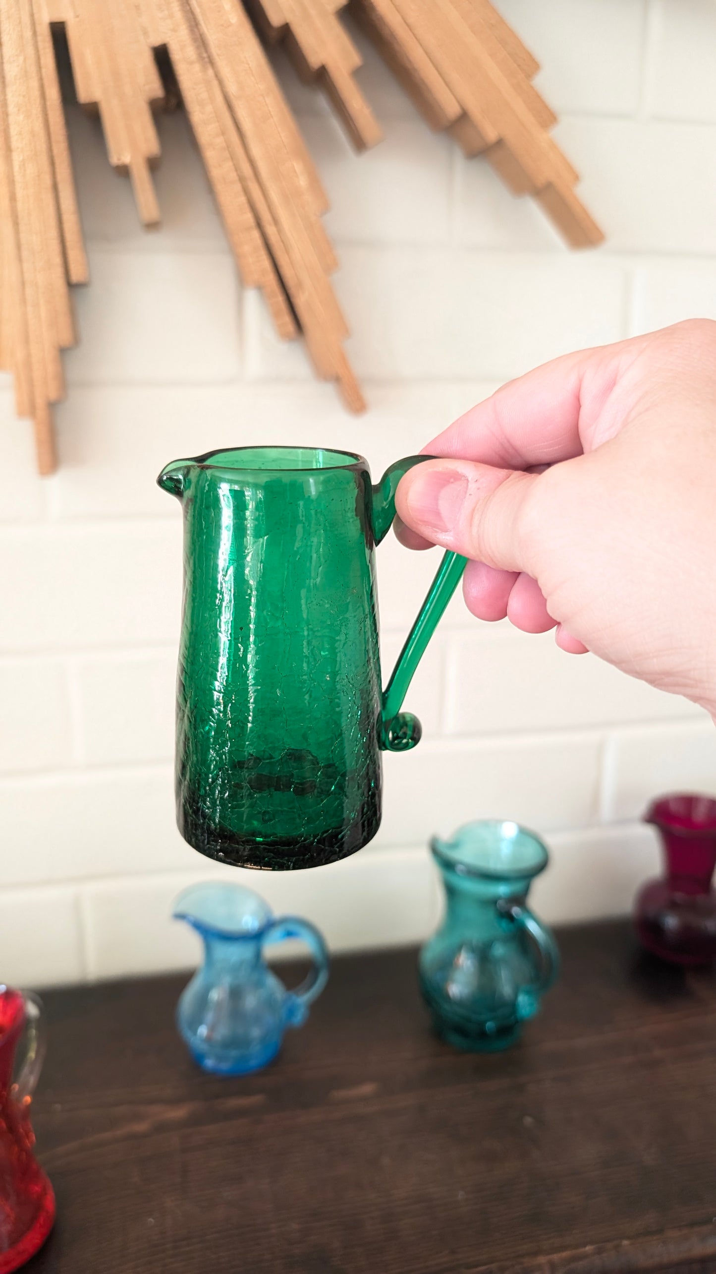 Handblown Rainbow Glass Pitchers (set of 9)