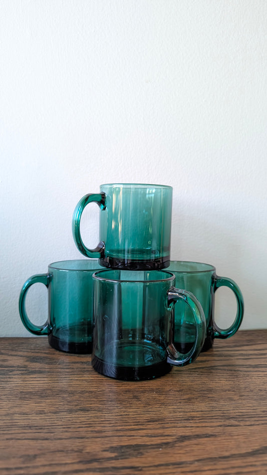 Emerald Green Glass Mugs (set of 4)