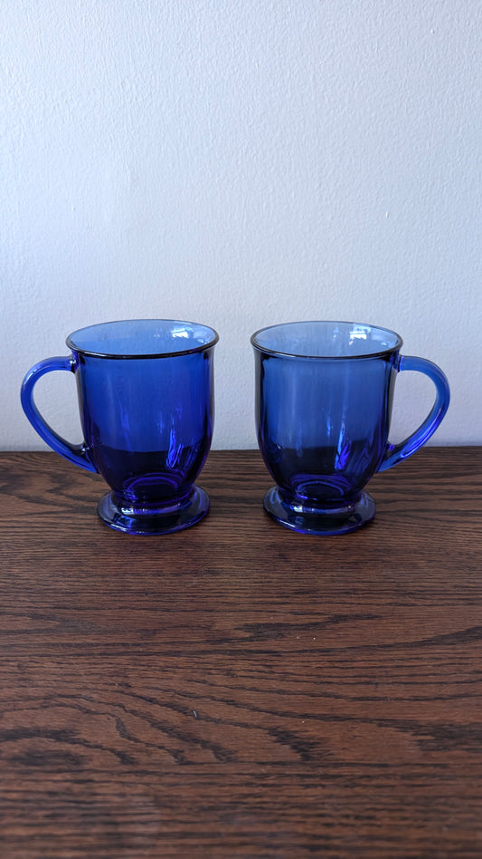 Anchor Hocking Cobalt Blue Glass Mugs (set of 2)