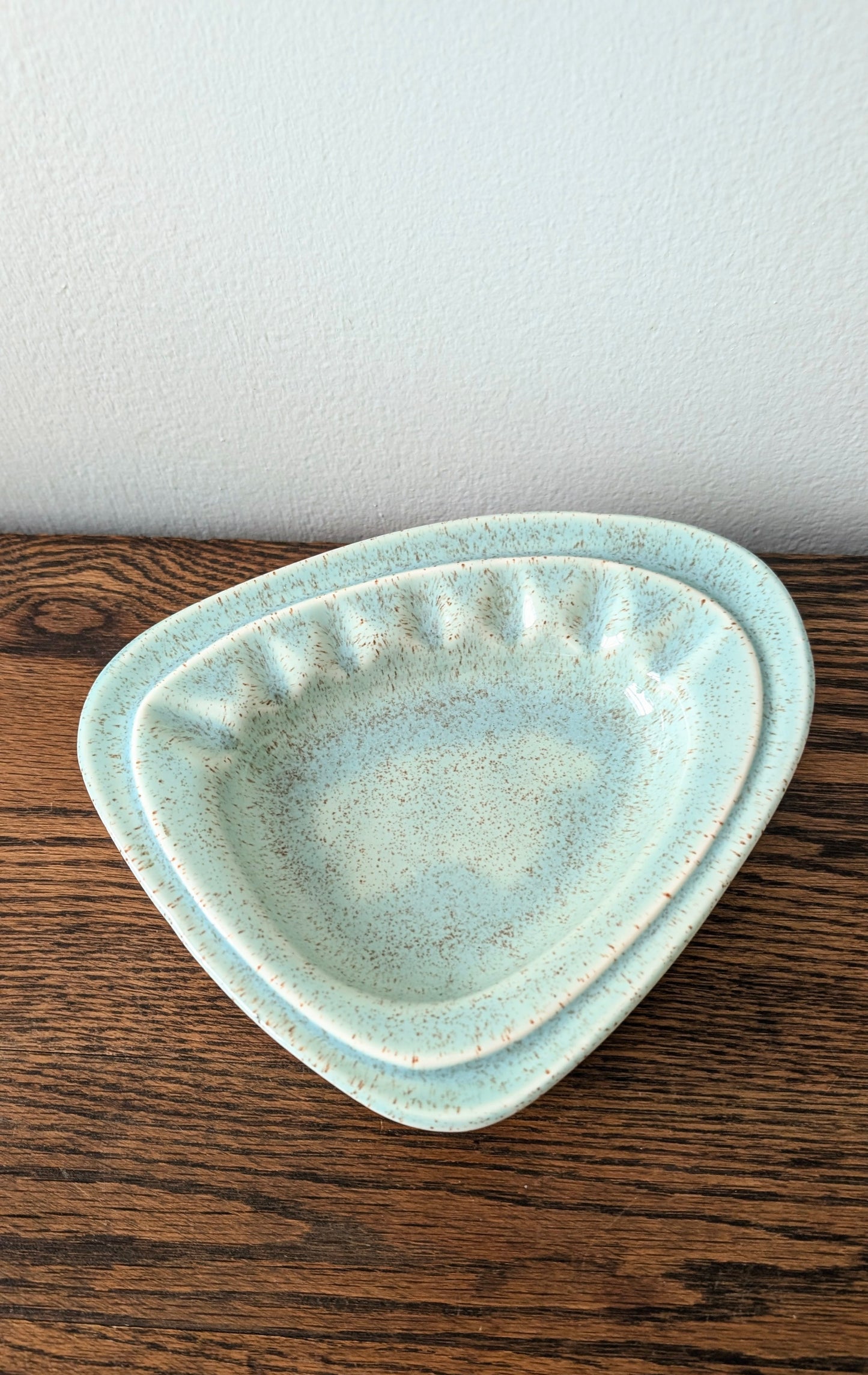 MCM Blue-Green Speckled Pottery Ashtray