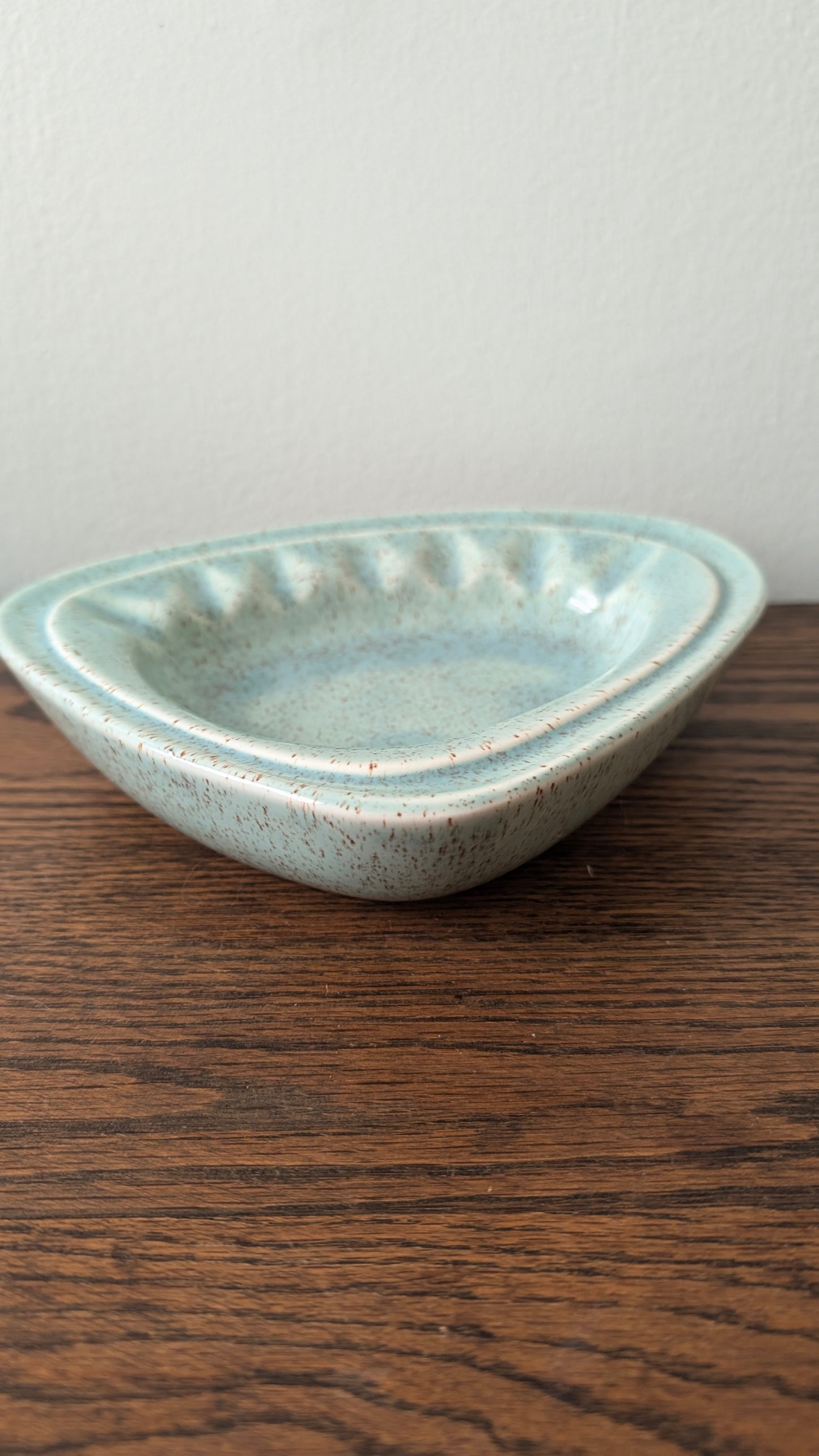 MCM Blue-Green Speckled Pottery Ashtray