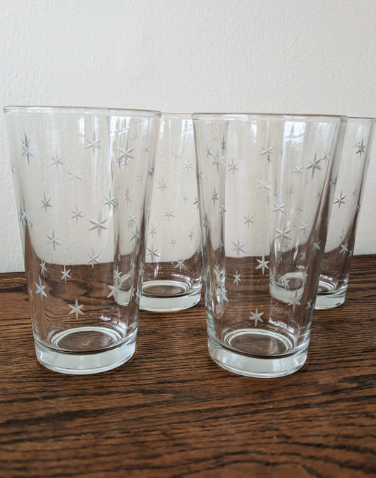 1950's Libby Starburst Etched Glass Tumblers (set of 4)