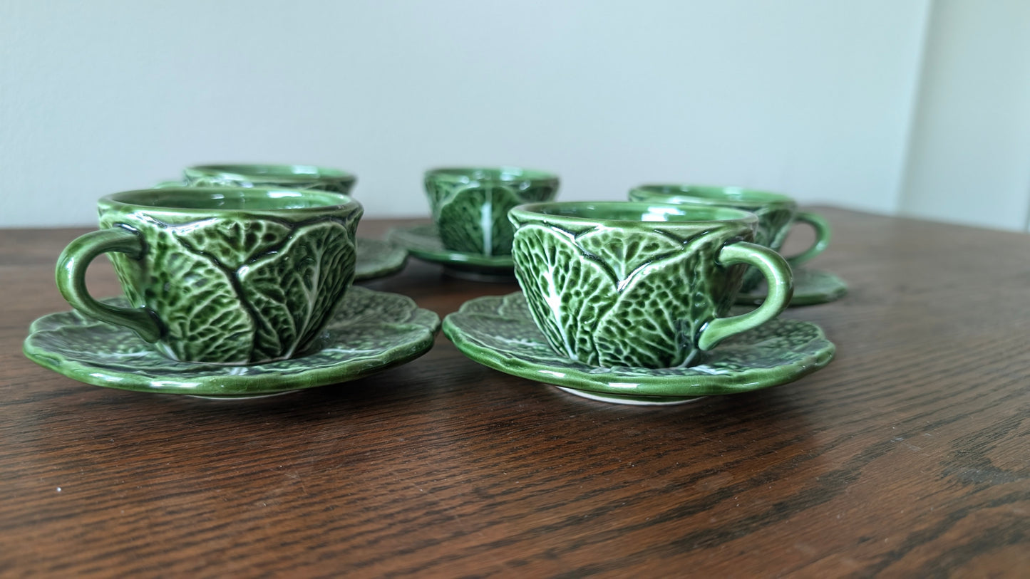 Vintage Cabbageware Demitasse Set (Set of 5 cups and saucers)