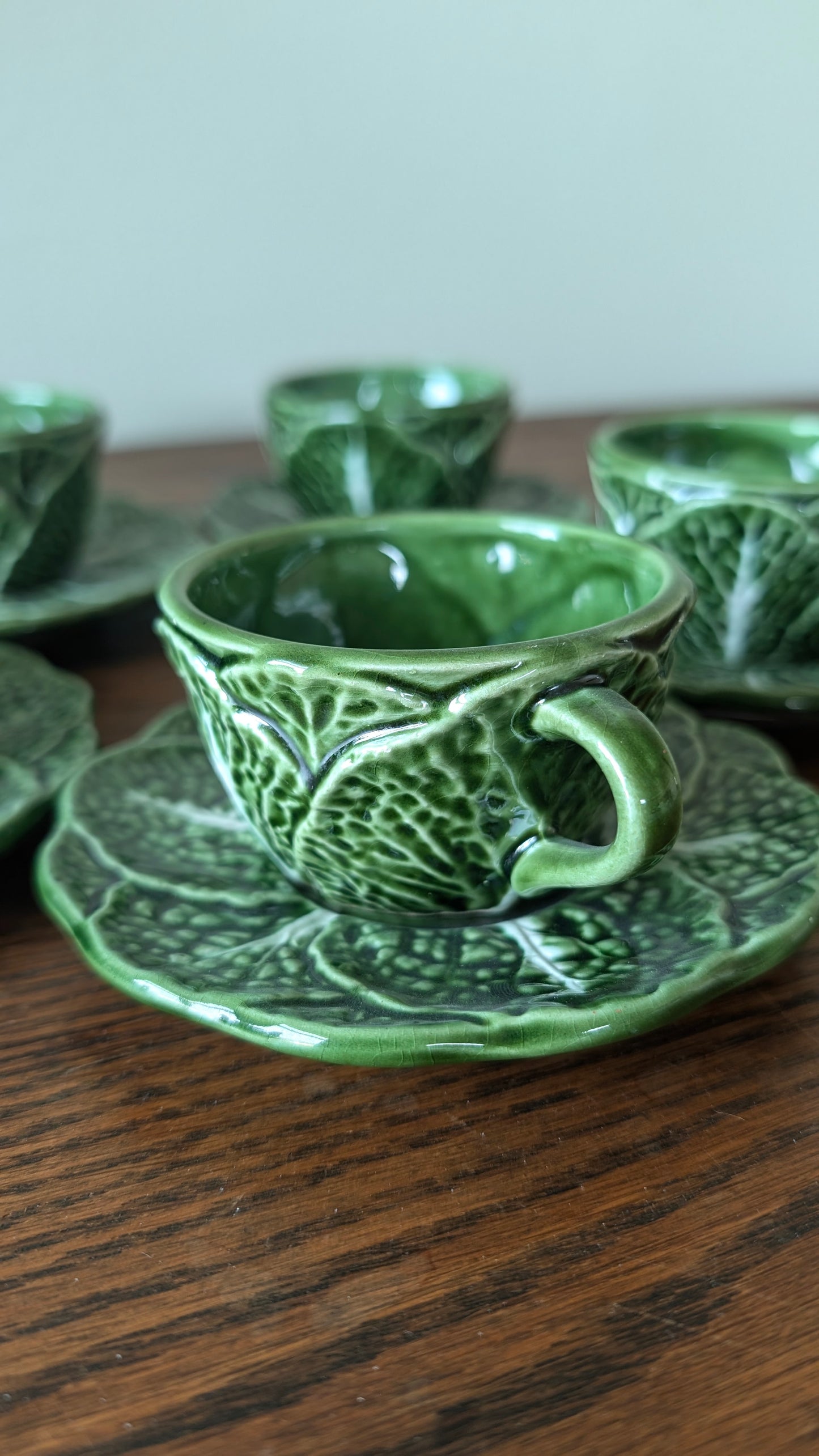 Vintage Cabbageware Demitasse Set (Set of 5 cups and saucers)