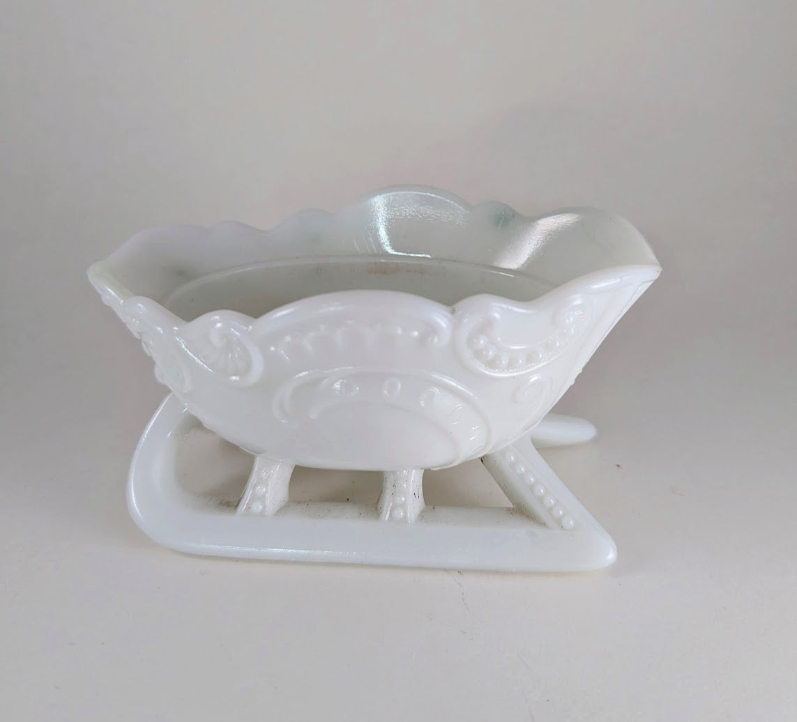 Milk Glass Sleigh