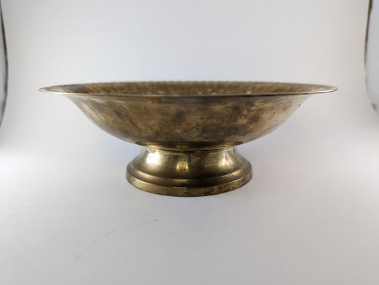 Floral Etched Brass Pedestal Bowl